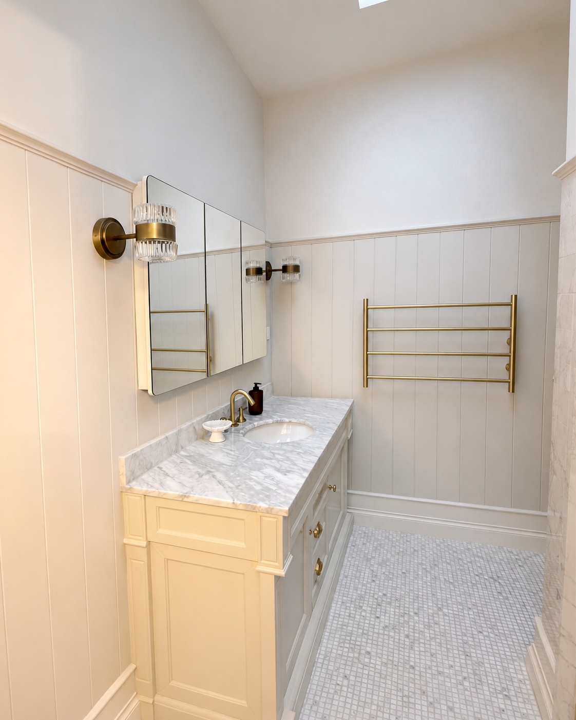 Completed Hamptons ensuite vanity and mirror