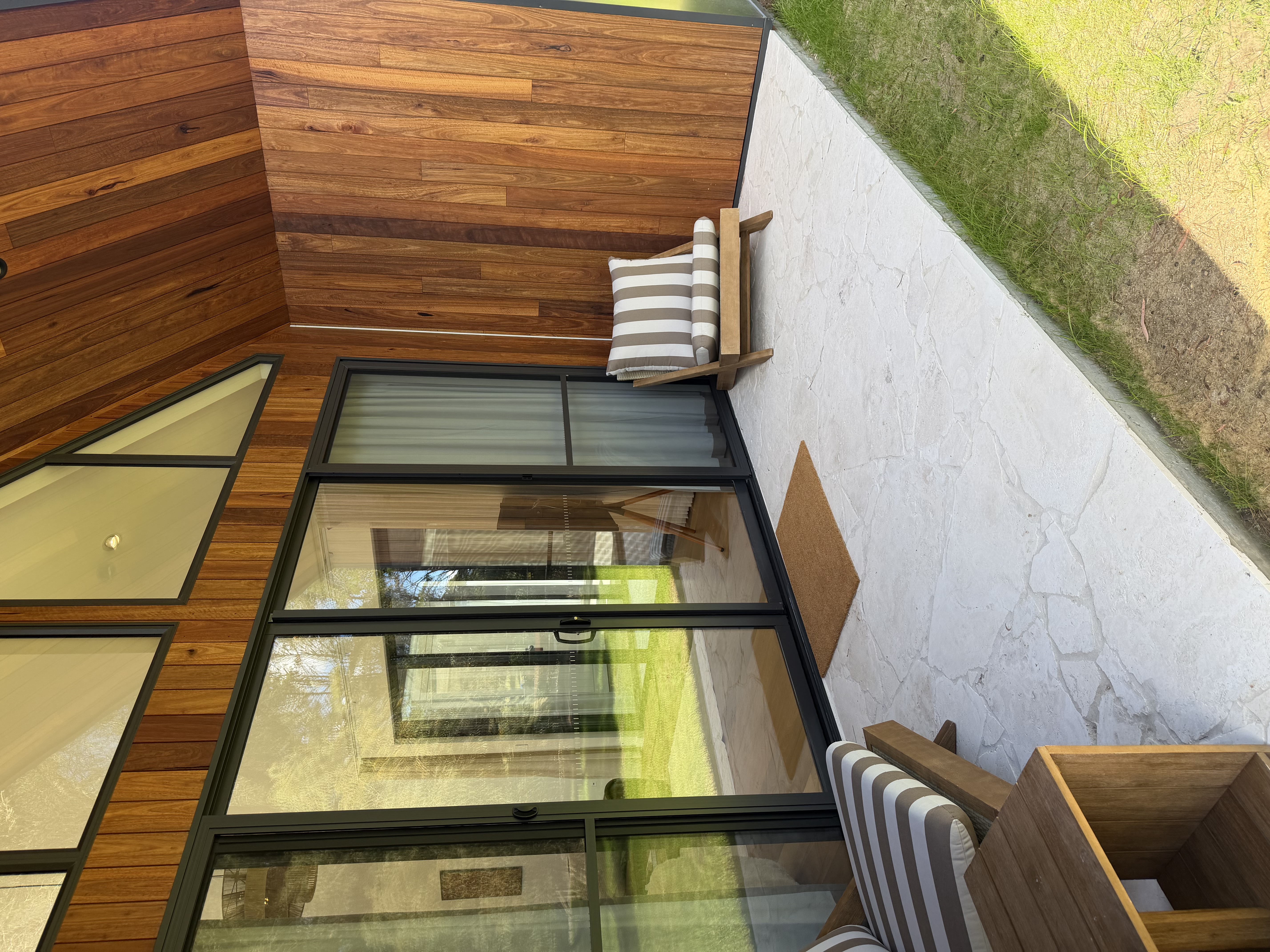 Completed glass and timber exterior extension