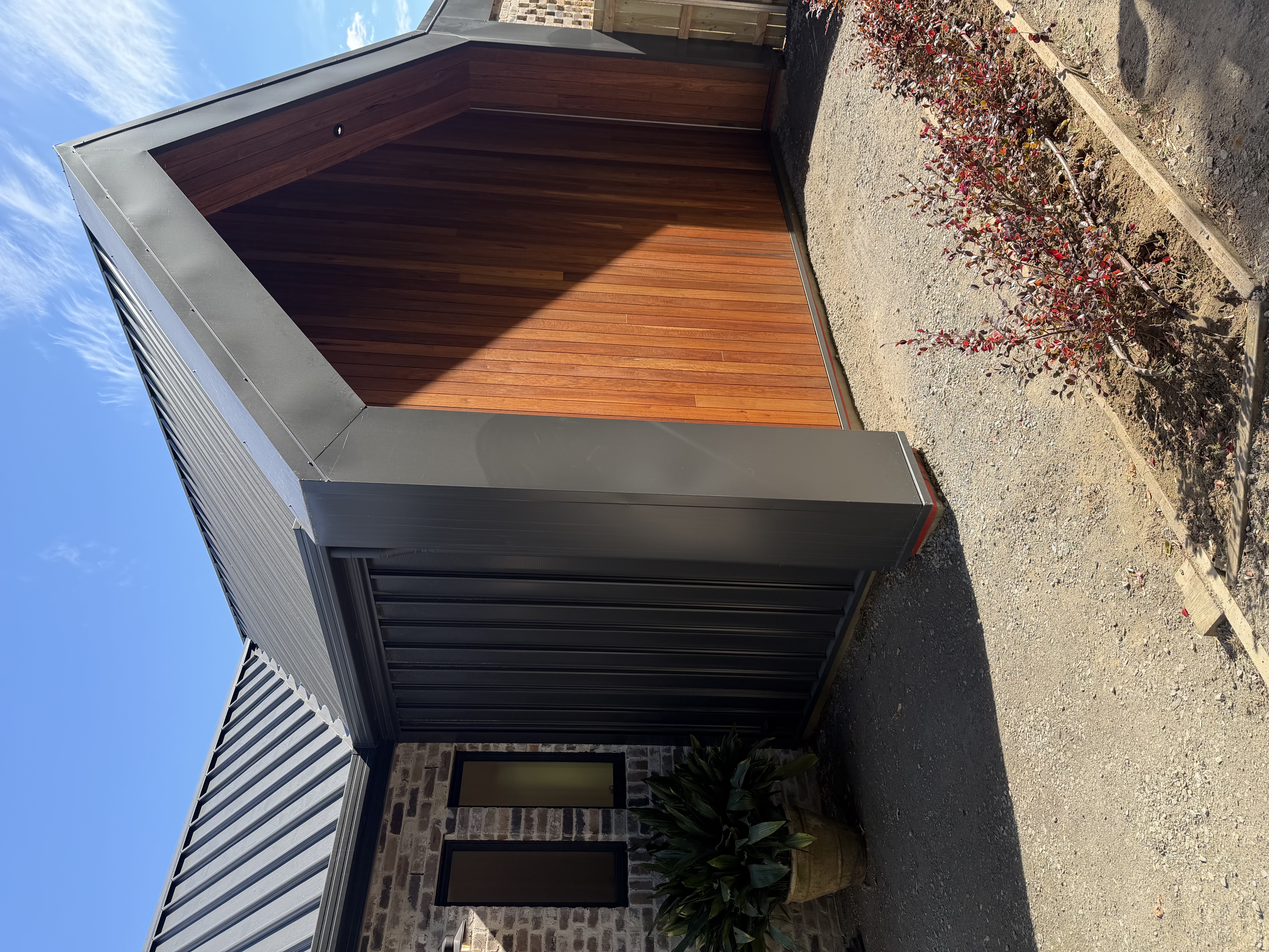Completed timber exterior entry stairs