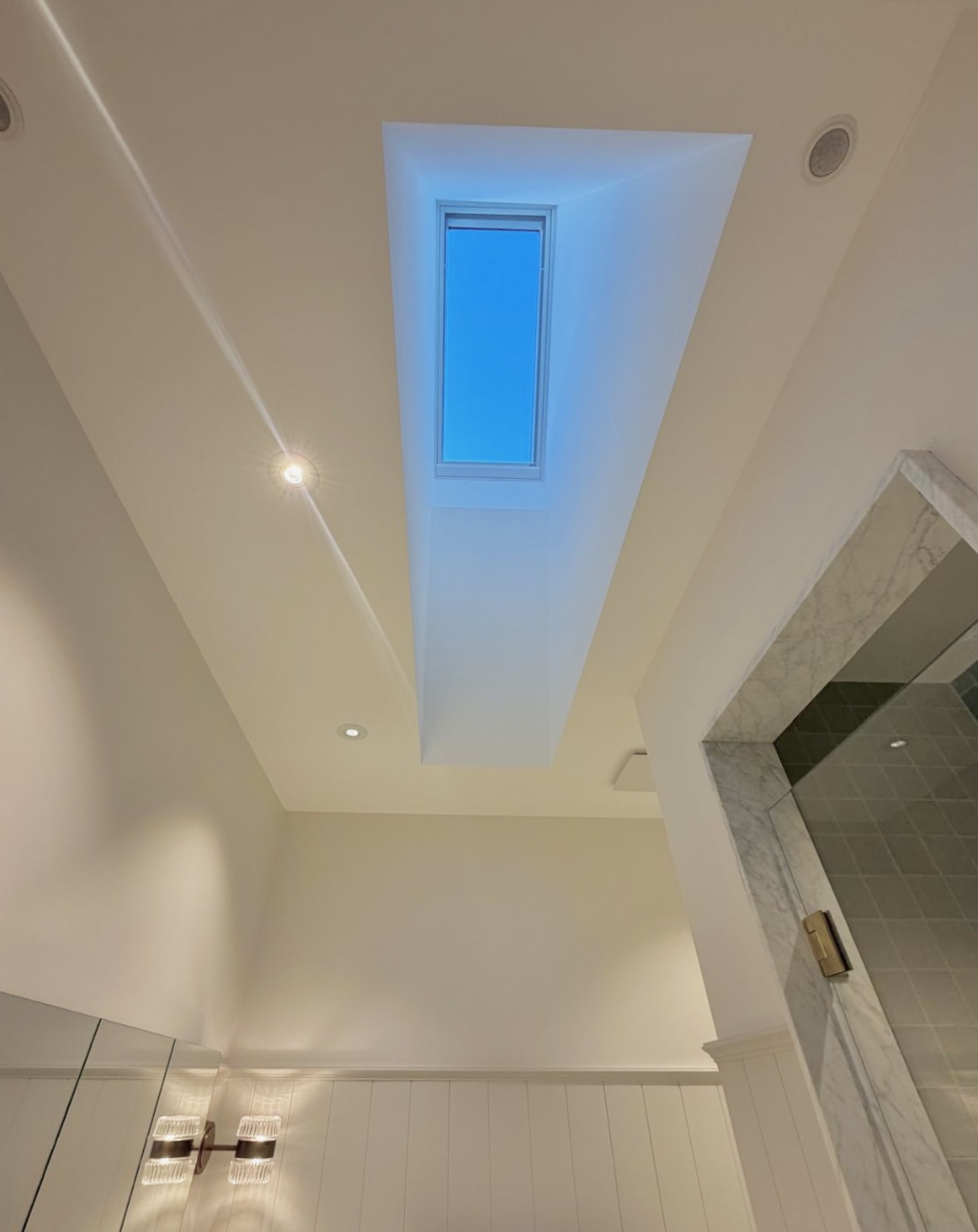 Completed custom bathroom skylight feature