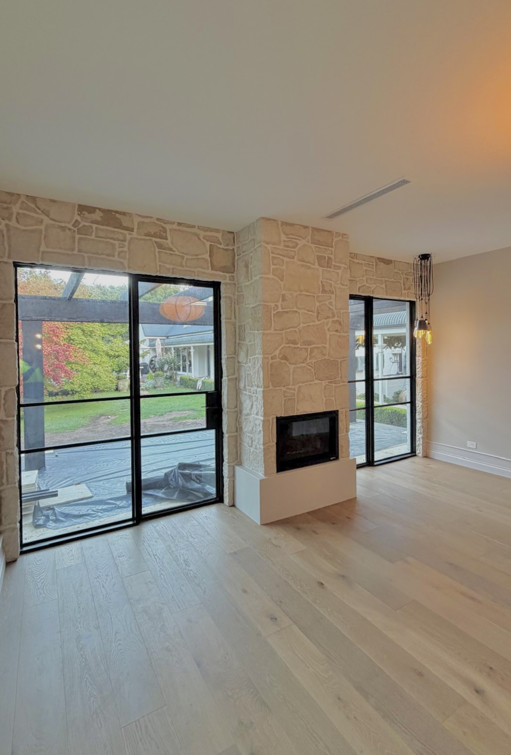 Fireplace feature wall after