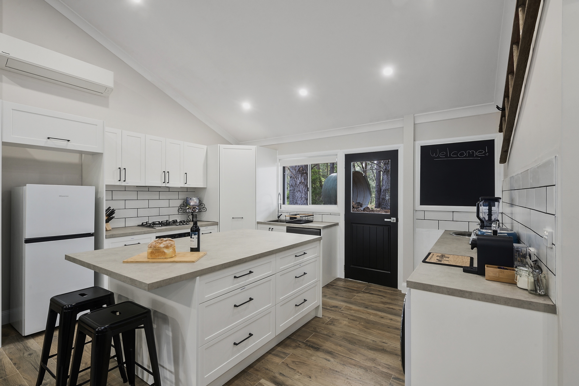 Completed full traditional farmhouse kitchen with subway tile style