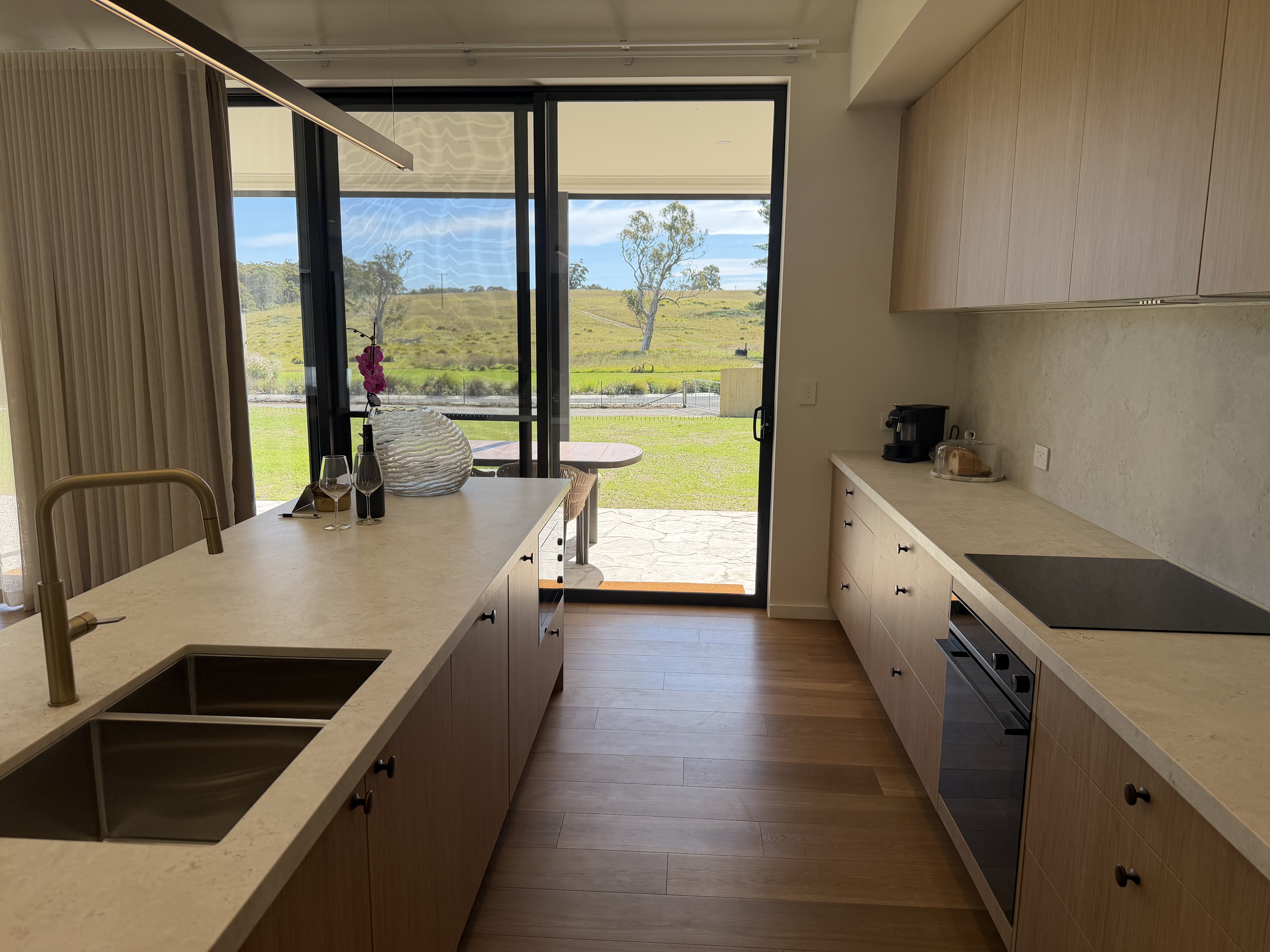 Completed wood kitchen country view